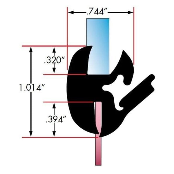 Fairchild Industries One Piece Rubber Glass Sealing Weatherstrip, 25Ft, Each, 0533-25 0533-25 - main